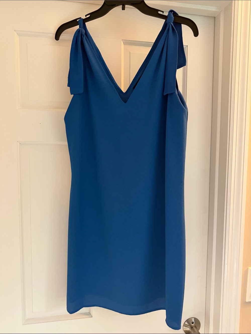 1. State Royal Blue V-Neck Tie-Shoulder Mini Dress